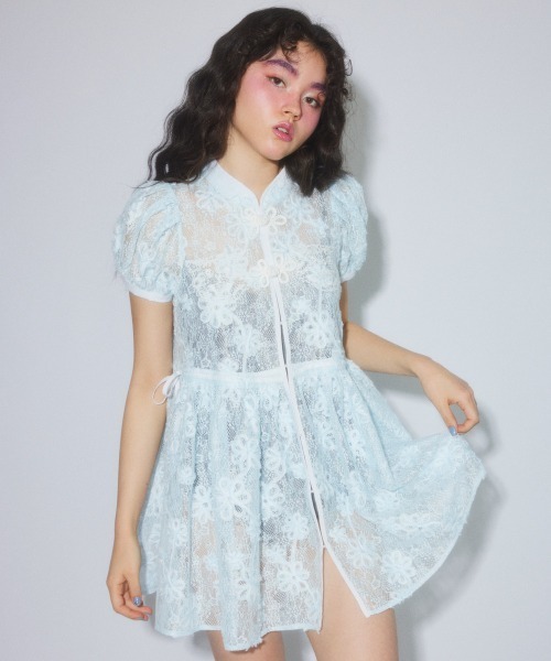 Candy Stripper(キャンディストリッパー)の「LACY CHINA MINI ワンピース(ワンピース・レディース・オフホワイト/ブラック/ライトブルー・FREE)」の15枚目の写真