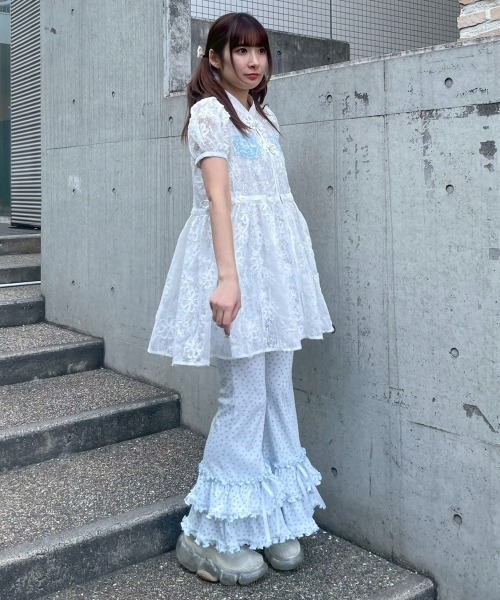 Candy Stripper(キャンディストリッパー)の「LACY CHINA MINI ワンピース(ワンピース・レディース・オフホワイト/ブラック/ライトブルー・FREE)」の6枚目の写真