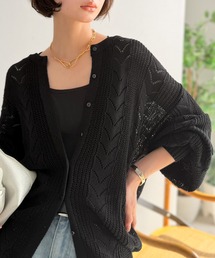 Classical Evon（クラシカルエヴォン）の「【Classical Evon】レトロな編み柄で華やぐ1枚。着回し抜群の 前後2way透かし編みニットカーディガン(長袖)（カーディガン/ボレロ）」