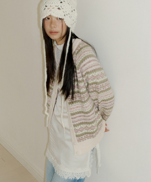 LUCIR ZU（ルシールズ）の「Fair Isle Raglan Sweater Cardigan (cream)（カーディガン/ボレロ・レディース・その他・FREE）」の4枚目の写真