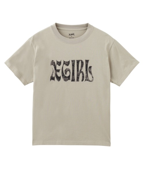 X-girl（エックスガール）の「STUDDED LOGO S/S TEE（Tシャツ/カットソー・レディース・レッド/チャコール/ベージュ・S/M/L）」の3枚目の写真