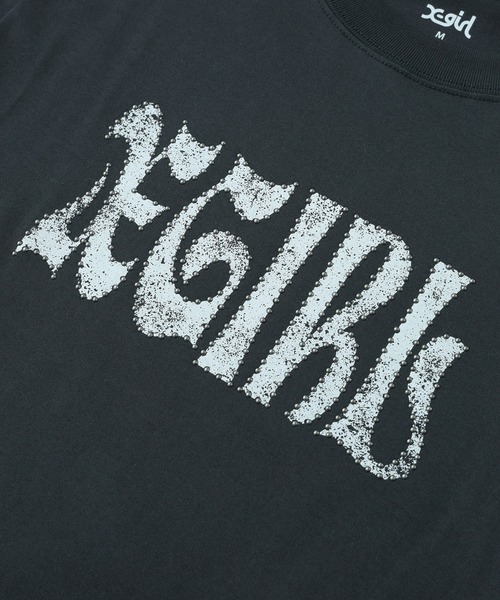 X-girl（エックスガール）の「STUDDED LOGO S/S TEE（Tシャツ/カットソー・レディース・レッド/チャコール/ベージュ・S/M/L）」の6枚目の写真