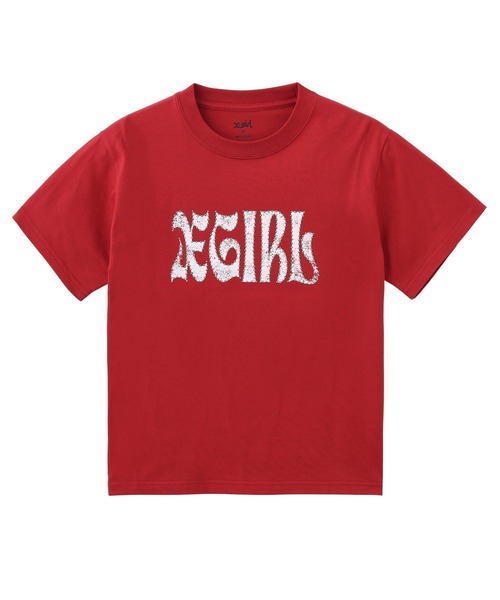 X-girl（エックスガール）の「STUDDED LOGO S/S TEE（Tシャツ/カットソー・レディース・レッド/チャコール/ベージュ・S/M/L）」の12枚目の写真