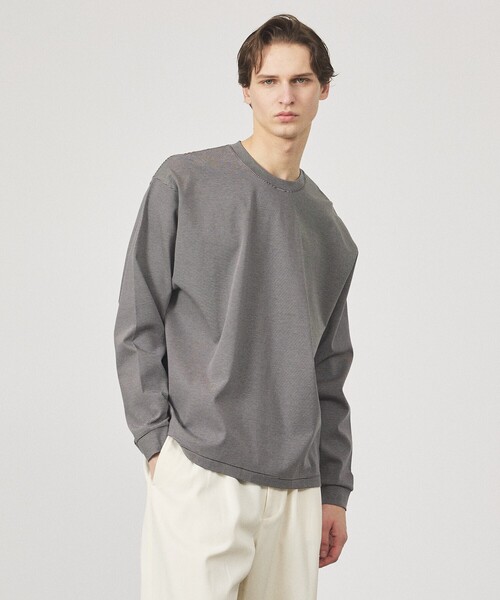 ABAHOUSE（アバハウス）の「コットンポンチ モダンフィット ボーダーロンT / オーバーサイズ（Tシャツ/カットソー・メンズ・ブラック/チャコールグレー/ブラウン・48/46）」の3枚目の写真