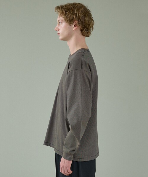 ABAHOUSE（アバハウス）の「コットンポンチ モダンフィット ボーダーロンT / オーバーサイズ（Tシャツ/カットソー・メンズ・ブラック/チャコールグレー/ブラウン・48/46）」の6枚目の写真