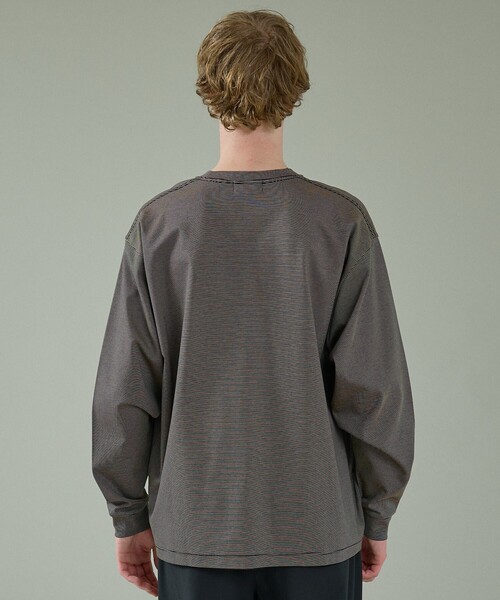 ABAHOUSE（アバハウス）の「コットンポンチ モダンフィット ボーダーロンT / オーバーサイズ（Tシャツ/カットソー・メンズ・ブラック/チャコールグレー/ブラウン・48/46）」の7枚目の写真