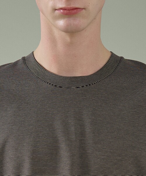 ABAHOUSE（アバハウス）の「コットンポンチ モダンフィット ボーダーロンT / オーバーサイズ（Tシャツ/カットソー・メンズ・ブラック/チャコールグレー/ブラウン・48/46）」の8枚目の写真