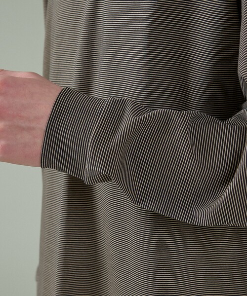 ABAHOUSE（アバハウス）の「コットンポンチ モダンフィット ボーダーロンT / オーバーサイズ（Tシャツ/カットソー・メンズ・ブラック/チャコールグレー/ブラウン・48/46）」の9枚目の写真