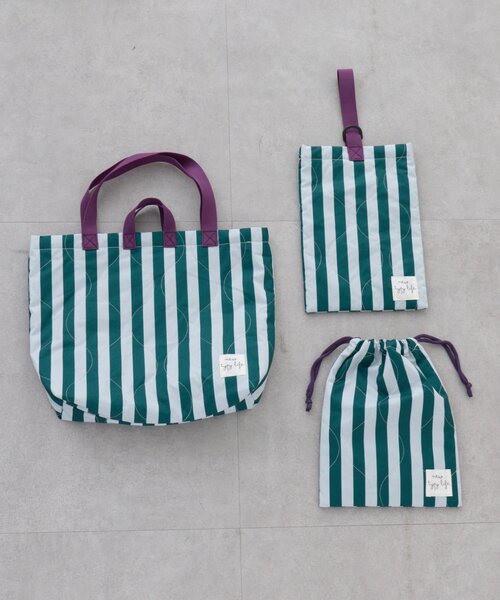CIAOPANIC TYPY（チャオパニックティピー）の「【KIDS】【新生活・入学準備】洗えるストライプ柄上履き入れ(ユニセックス)（トートバッグ・キッズ・カーキ/サックスブルー/ピンク・ONE SIZE）」の5枚目の写真