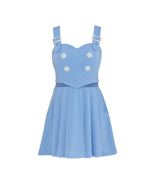 J.JANE(ジェイジェーン)の「プリーツサスペンダーワンピース (ブルー)(ワンピース・レディース・ブルー・M/XS/S)」の2枚目の写真
