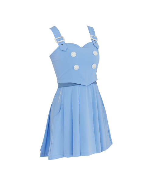 J.JANE(ジェイジェーン)の「プリーツサスペンダーワンピース (ブルー)(ワンピース・レディース・ブルー・M/XS/S)」の3枚目の写真