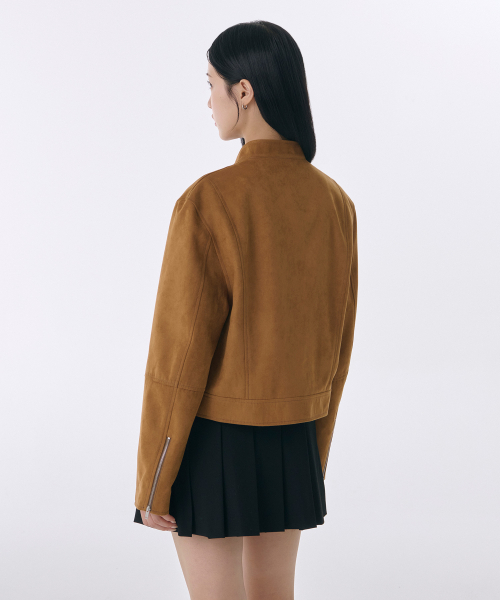 MUSINSA STANDARD WOMAN（ムシンサスタンダードウーマン）の「ウィメンズ シンセティックスエード レーサージャケット [デザートブラウン]（ライダースジャケット・レディース・その他・LARGE/MEDIUM/SMALL/X-SMALL）」の3枚目の写真