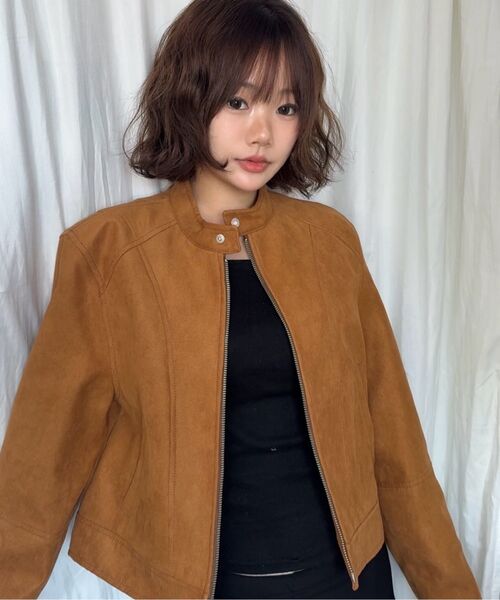 MUSINSA STANDARD WOMAN（ムシンサスタンダードウーマン）の「ウィメンズ シンセティックスエード レーサージャケット [デザートブラウン]（ライダースジャケット・レディース・その他・LARGE/MEDIUM/SMALL/X-SMALL）」の16枚目の写真