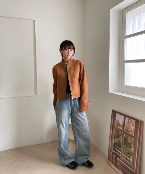 MUSINSA STANDARD WOMAN（ムシンサスタンダードウーマン）の「ウィメンズ シンセティックスエード レーサージャケット [デザートブラウン]（ライダースジャケット・レディース・その他・LARGE/MEDIUM/SMALL/X-SMALL）」の20枚目の写真