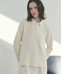 YECCA VECCA | 2way襟付きレースニット(ニット/セーター)