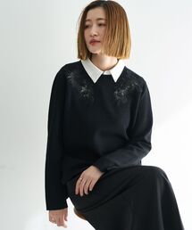 2way襟付きレースニット