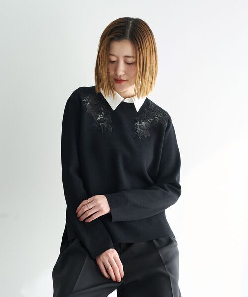 YECCA VECCA(イェッカヴェッカ)の「2way襟付きレースニット(ニット/セーター・レディース・ブルー系その他7/アイボリー/ブラック・FREE)」の15枚目の写真