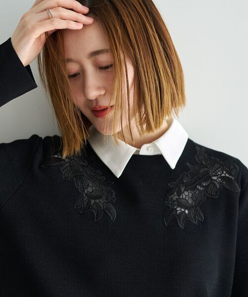 YECCA VECCA(イェッカヴェッカ)の「2way襟付きレースニット(ニット/セーター・レディース・ブルー系その他7/アイボリー/ブラック・FREE)」の19枚目の写真