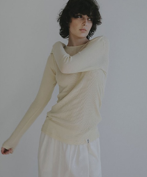 ETRE TOKYO(エトレトウキョウ)の「DEPENDREシアーロンTee(Tシャツ/カットソー・レディース・ホワイト/ブラック/ライトグレー/クリーム・FREE)」の5枚目の写真