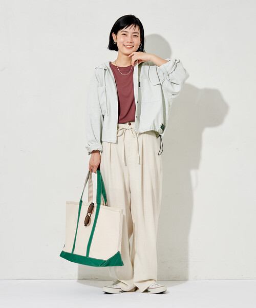 FREAK'S STORE(フリークスストア)の「Foxfire × FREAK'S STORE/フォックスファイヤー ボーダーフード長袖シャツ(シャツ/ブラウス・レディース・ブルー/グリーン/ベージュ・フリ-)」の4枚目の写真