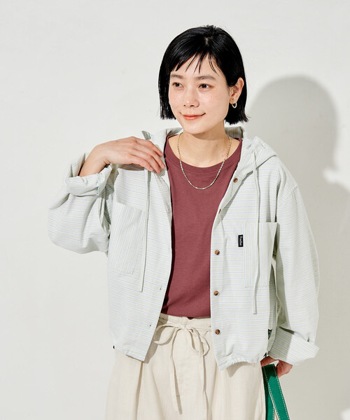 FREAK'S STORE(フリークスストア)の「Foxfire × FREAK'S STORE/フォックスファイヤー ボーダーフード長袖シャツ(シャツ/ブラウス・レディース・ブルー/グリーン/ベージュ・フリ-)」の11枚目の写真