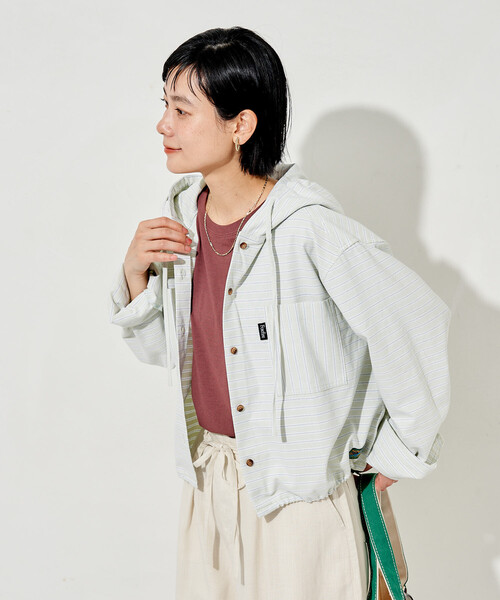 FREAK'S STORE(フリークスストア)の「Foxfire × FREAK'S STORE/フォックスファイヤー ボーダーフード長袖シャツ(シャツ/ブラウス・レディース・ブルー/グリーン/ベージュ・フリ-)」の12枚目の写真