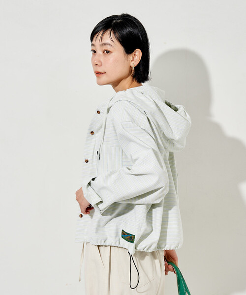 FREAK'S STORE(フリークスストア)の「Foxfire × FREAK'S STORE/フォックスファイヤー ボーダーフード長袖シャツ(シャツ/ブラウス・レディース・ブルー/グリーン/ベージュ・フリ-)」の13枚目の写真