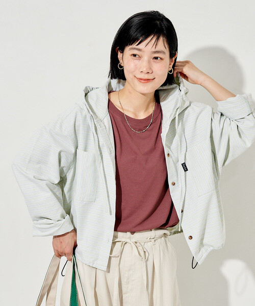 FREAK'S STORE(フリークスストア)の「Foxfire × FREAK'S STORE/フォックスファイヤー ボーダーフード長袖シャツ(シャツ/ブラウス・レディース・ブルー/グリーン/ベージュ・フリ-)」の16枚目の写真
