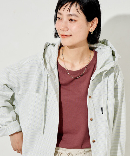 FREAK'S STORE(フリークスストア)の「Foxfire × FREAK'S STORE/フォックスファイヤー ボーダーフード長袖シャツ(シャツ/ブラウス・レディース・ブルー/グリーン/ベージュ・フリ-)」の21枚目の写真