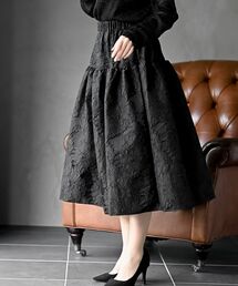 フラワージャガードフレアースカート