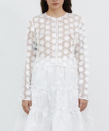 epingler（エピングラー）の「【epingler】FLOWER APPLIQUE CARDIGAN シアーフラワーカーディガン（カーディガン/ボレロ）」