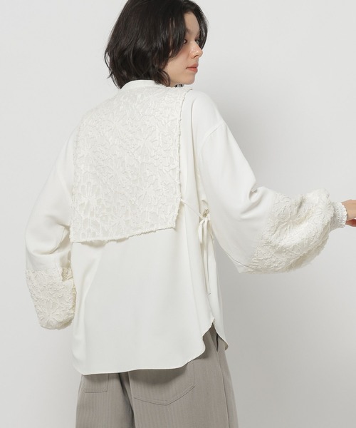 niko and...(ニコアンド)の「チュールレース重ね風ブラウス(シャツ/ブラウス・レディース・オフホワイト/ブラック・LARGE/MEDIUM)」の13枚目の写真