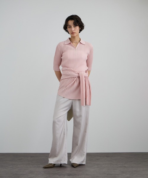 SALON adam et rope'(サロン アダム エ ロペ)の「アセテートツイルイージーリラックスパンツ(その他パンツ・レディース・ブラック/ベージュ系その他・S/M)」の9枚目の写真