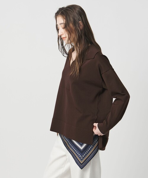 UNITED ARROWS(ユナイテッドアローズ)の「スキッパー プルオーバーニット(ニット/セーター・レディース・ライトブルー/ネイビー/ダークブラウン・FREE)」の11枚目の写真