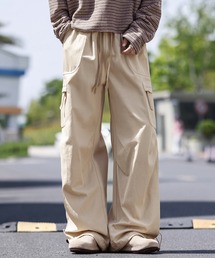 【TOBEE】ワイドストレート カーゴパンツ 裾ドローコード