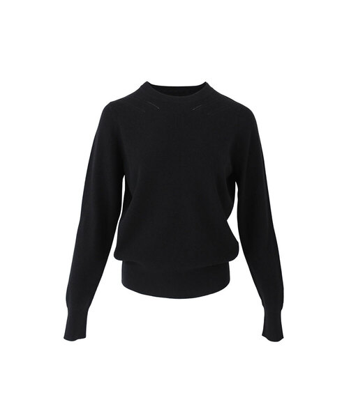 VASCARA(バスカラ)の「Round Neck Long Sleeve Waffle knitwear (4colors)(ニット/セーター・レディース・ブラック/カーキ/クリーム/ライトイエロー・FREE)」の1枚目の写真