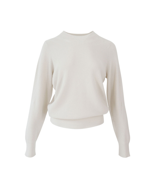 VASCARA(バスカラ)の「Round Neck Long Sleeve Waffle knitwear (4colors)(ニット/セーター・レディース・ブラック/カーキ/クリーム/ライトイエロー・FREE)」の8枚目の写真