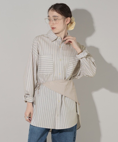 GEORGE'S（ジョージズ）の「スカーフセットロングシャツ（シャツ/ブラウス・レディース・ブルー/ベージュ・FREE）」の2枚目の写真