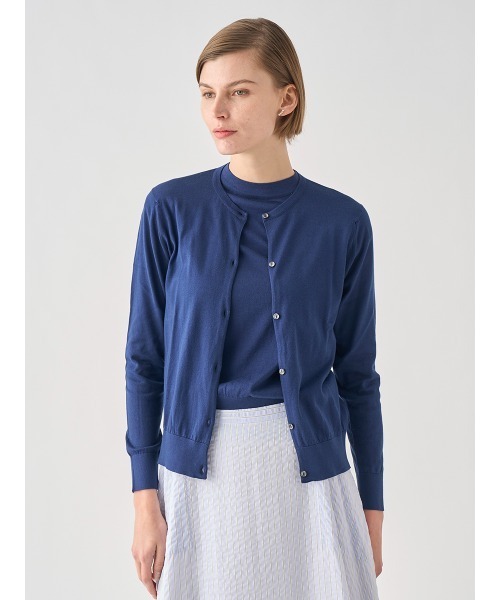 JOHN SMEDLEY(ジョンスメドレー)の「長袖コットンニットカーディガン(カーディガン/ボレロ・レディース・ネイビー系1・M/S)」の1枚目の写真
