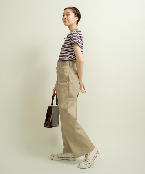 CHILD WOMAN(チャイルドウーマン)の「マルチボーダーテレコ パイピングリボンプルオーバー(Tシャツ/カットソー・レディース・ブラウン/ホワイト/アイボリー/グレー・FREE)」の7枚目の写真