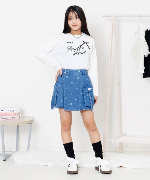 algy（アルジー）の「ガーリーゲーミングロンT（Tシャツ/カットソー・キッズ・オフホワイト/ピンク/サックスブルー・160/150/140/130）」の4枚目の写真