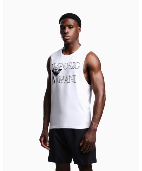 EMPORIO ARMANI(エンポリオアルマーニ)の「<オンライン限定>【エンポリオ アルマーニ】ビーチウェア タンクトップ ジャージー ボールドロゴ(タンクトップ・メンズ・ブラック/ホワイト・LARGE/MEDIUM/SMALL/X-LARGE)」の2枚目の写真