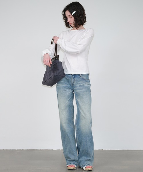 SOLWEIGE(ソルヴェイグ)の「【SOLWEIGE】ソフトパフスリーブ クルーネック長袖Tシャツ(Tシャツ/カットソー・レディース・グレー/アイボリー・S/M/L)」の10枚目の写真