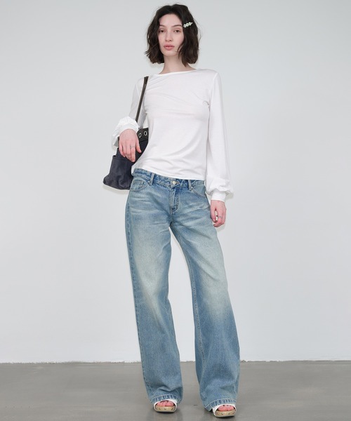 SOLWEIGE(ソルヴェイグ)の「【SOLWEIGE】ソフトパフスリーブ クルーネック長袖Tシャツ(Tシャツ/カットソー・レディース・グレー/アイボリー・S/M/L)」の11枚目の写真