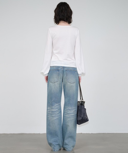 SOLWEIGE(ソルヴェイグ)の「【SOLWEIGE】ソフトパフスリーブ クルーネック長袖Tシャツ(Tシャツ/カットソー・レディース・グレー/アイボリー・S/M/L)」の12枚目の写真