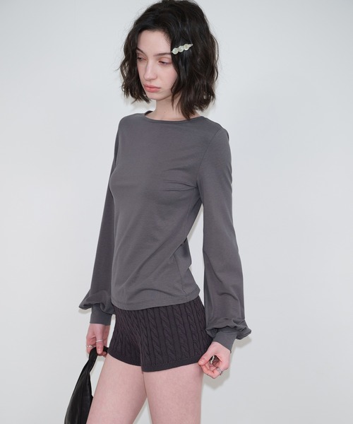 SOLWEIGE(ソルヴェイグ)の「【SOLWEIGE】ソフトパフスリーブ クルーネック長袖Tシャツ(Tシャツ/カットソー・レディース・グレー/アイボリー・S/M/L)」の16枚目の写真