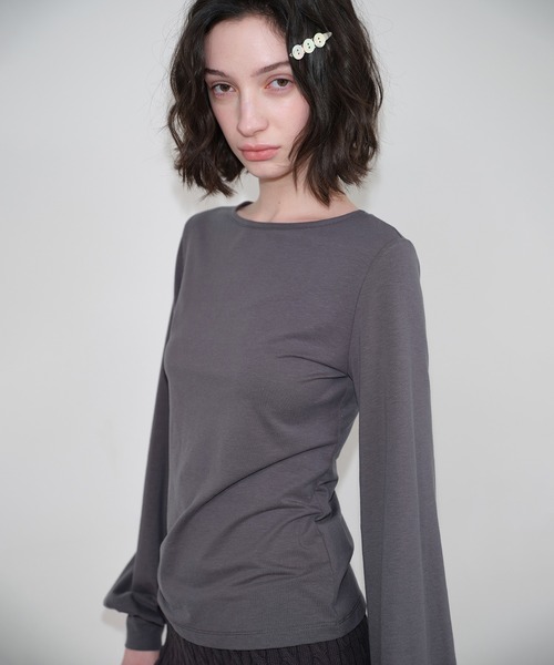 SOLWEIGE(ソルヴェイグ)の「【SOLWEIGE】ソフトパフスリーブ クルーネック長袖Tシャツ(Tシャツ/カットソー・レディース・グレー/アイボリー・S/M/L)」の17枚目の写真