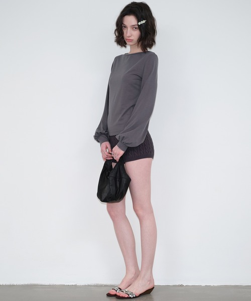 SOLWEIGE(ソルヴェイグ)の「【SOLWEIGE】ソフトパフスリーブ クルーネック長袖Tシャツ(Tシャツ/カットソー・レディース・グレー/アイボリー・S/M/L)」の19枚目の写真