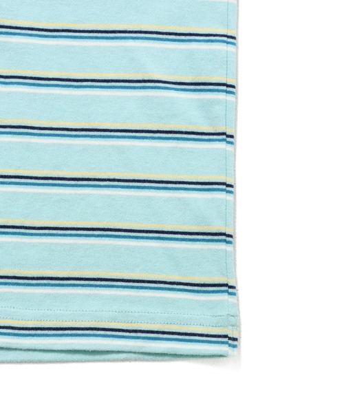 FRUIT OF THE LOOM（フルーツオブザルーム）の「ピーチ起毛天竺ボーダーTシャツ2 / マルチボーダー 半袖 クルーネックTシャツ / オールシーズン（Tシャツ/カットソー・メンズ・ブラウン/オレンジ/サックスブルー・L/S/M）」の9枚目の写真