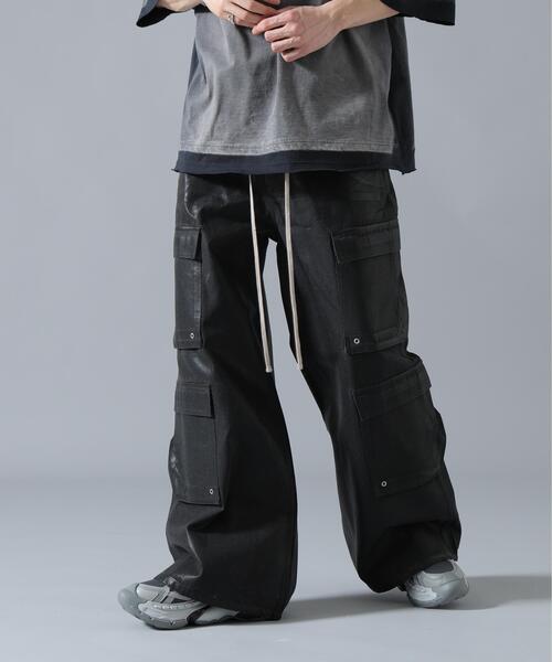 DANKE SCHON（ダンケシェーン）の「DankeSchon/ダンケシェーン/11oz RABBER COATED FLARE CARGO PANTS（カーゴパンツ・レディース・ブラック・XL/M/L）」の9枚目の写真